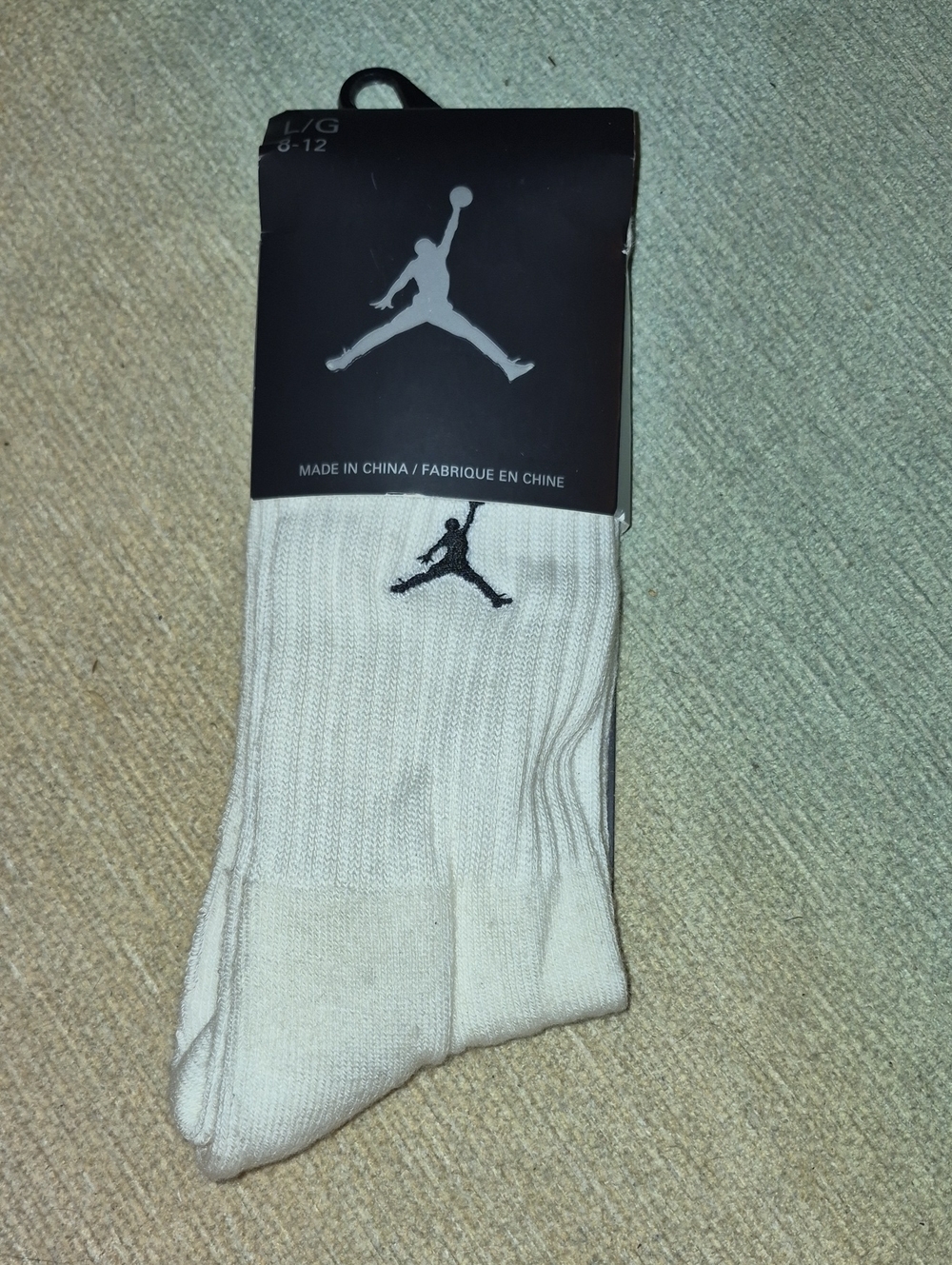 Jordan White Crew Athletic Socks with Black Jumpman Logo